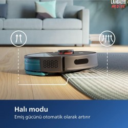 Philips 4000Pa Ultra Yüksek Emüş Güçlü 3ü 1 Arada Islak Kuru ve Moplu Premium Robot Süpürge, HEPA Filtre