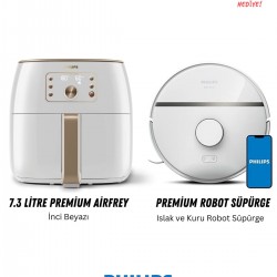 Philips Set 4000pa Premium Robot Süpürge, Xxl 7,3lt Geniş Hacim Airfyer Inci Beyazı