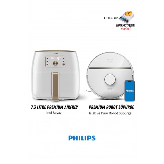 Philips Set 4000pa Premium Robot Süpürge, Xxl 7,3lt Geniş Hacim Airfyer Inci Beyazı