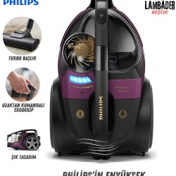 Philips Hepa Alerjik Filtreli, Turbo Başlıklı, Üstün Çekim Gücüne Sahip Premium Torbasız Süpürge