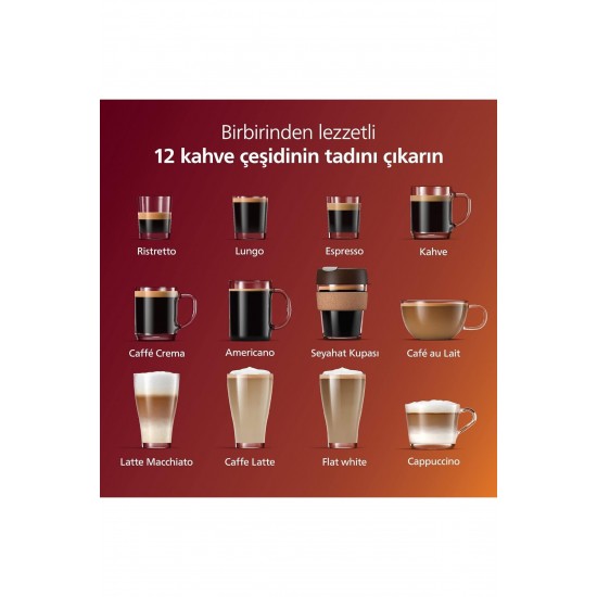 Philips 12 Kahve Seçenekli Premium Tam Otomatik Espresso Makinesi, Lattego Süt Sistemi, Aquaclean Filtre