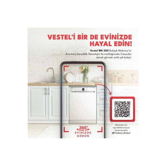 VESTEL Bm 3121 3 Programlı Bulaşık Makinesi